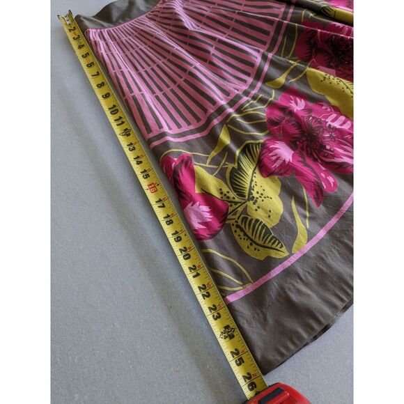 ANTHROPOLOGIE ODILLE Sz 6 Floral Tropical‎ Stripe Pink A-Line Flair Skirt EUC - Picture 8 of 8